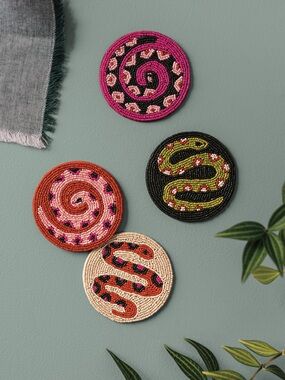 New Snake Beaded Coaster Set Home Decor Set Handmade